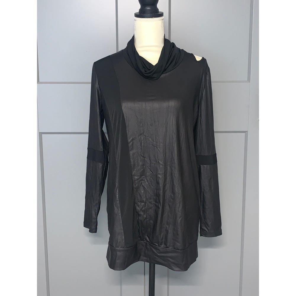 Kozan Tunic Top Womens Small Black Long Sleeve Stretch‎ Cowl Neck New Loose Fit
